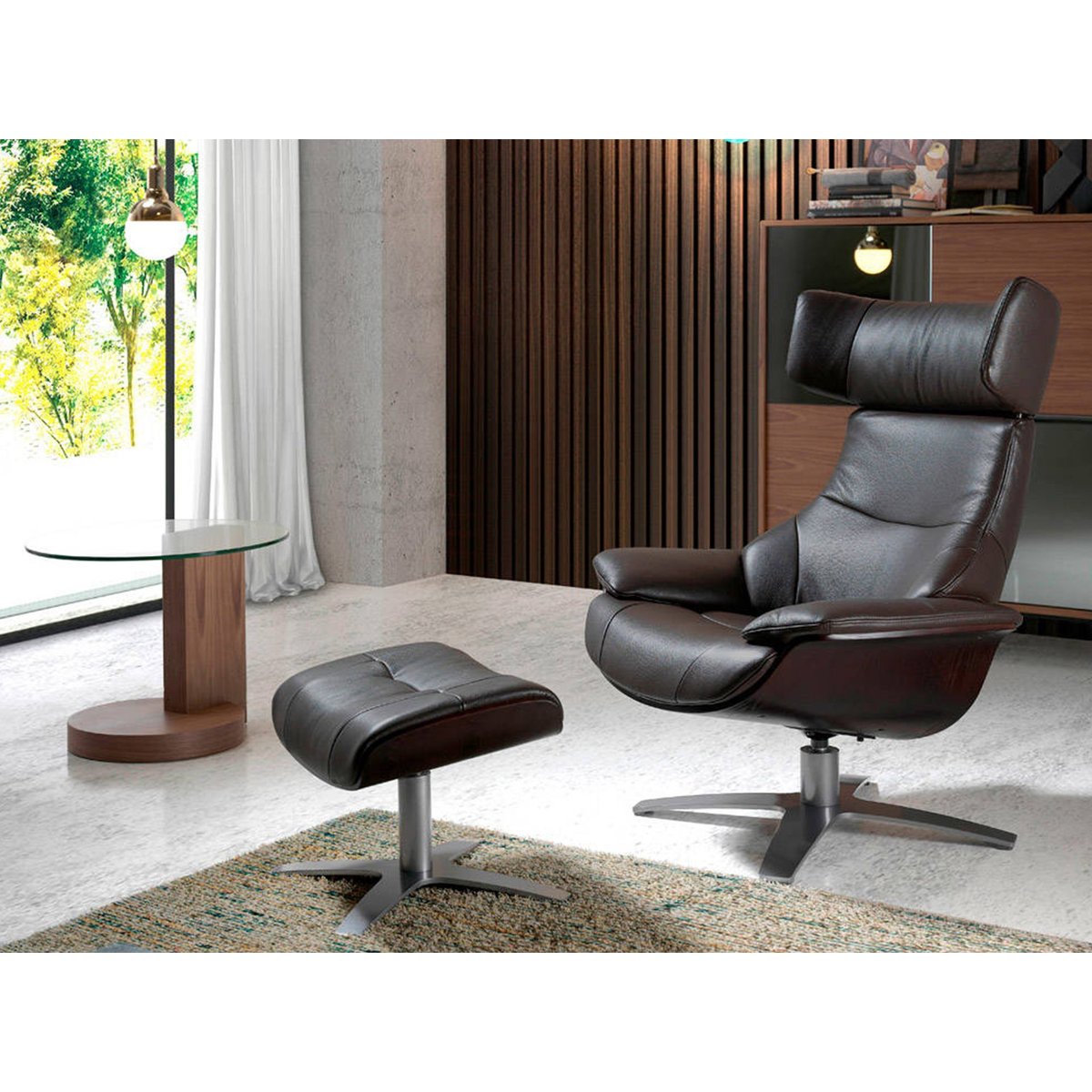 Repose pieds en cuir marron | noyer | gris foncé, ANGEL CERDA