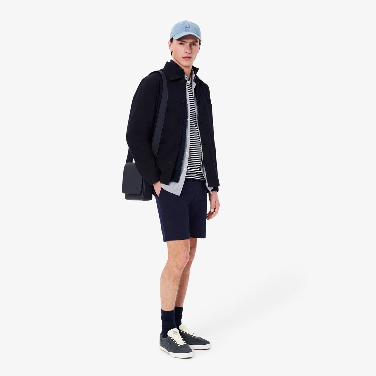 Short regular fit molleton bleu-166, LACOSTE