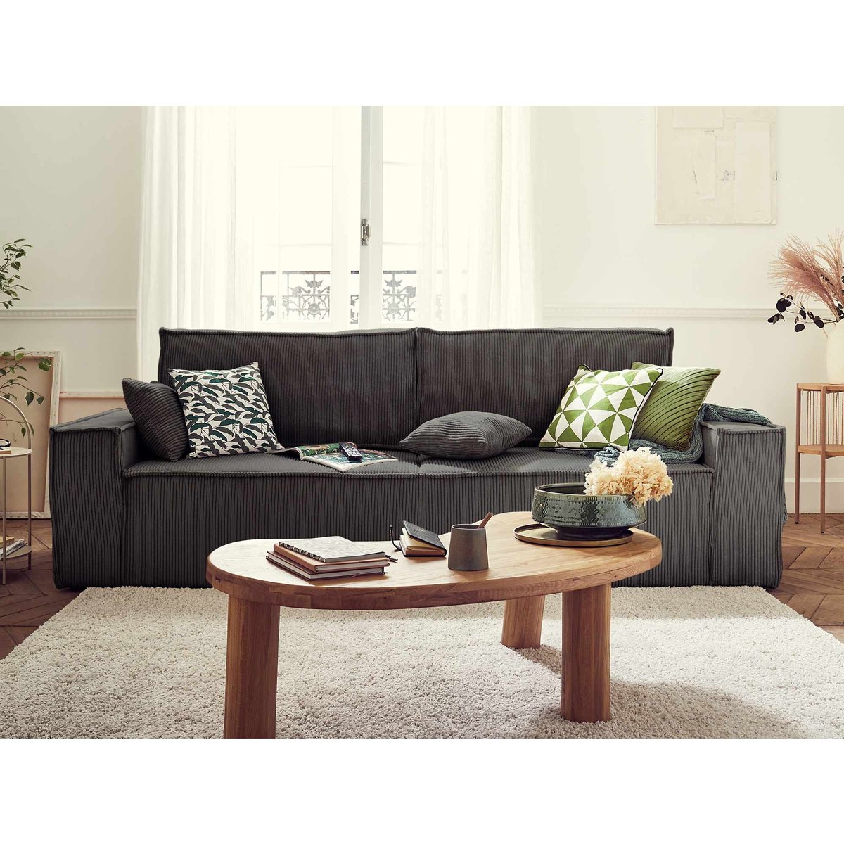 Canapé Convertible 3 places - DELLIA gris foncé, BEST MOBILIER