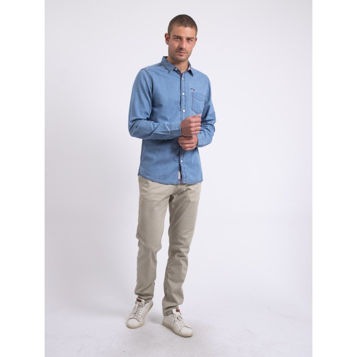 Chemise Manches Longues Effet Denim Denvik bleu, RITCHIE
