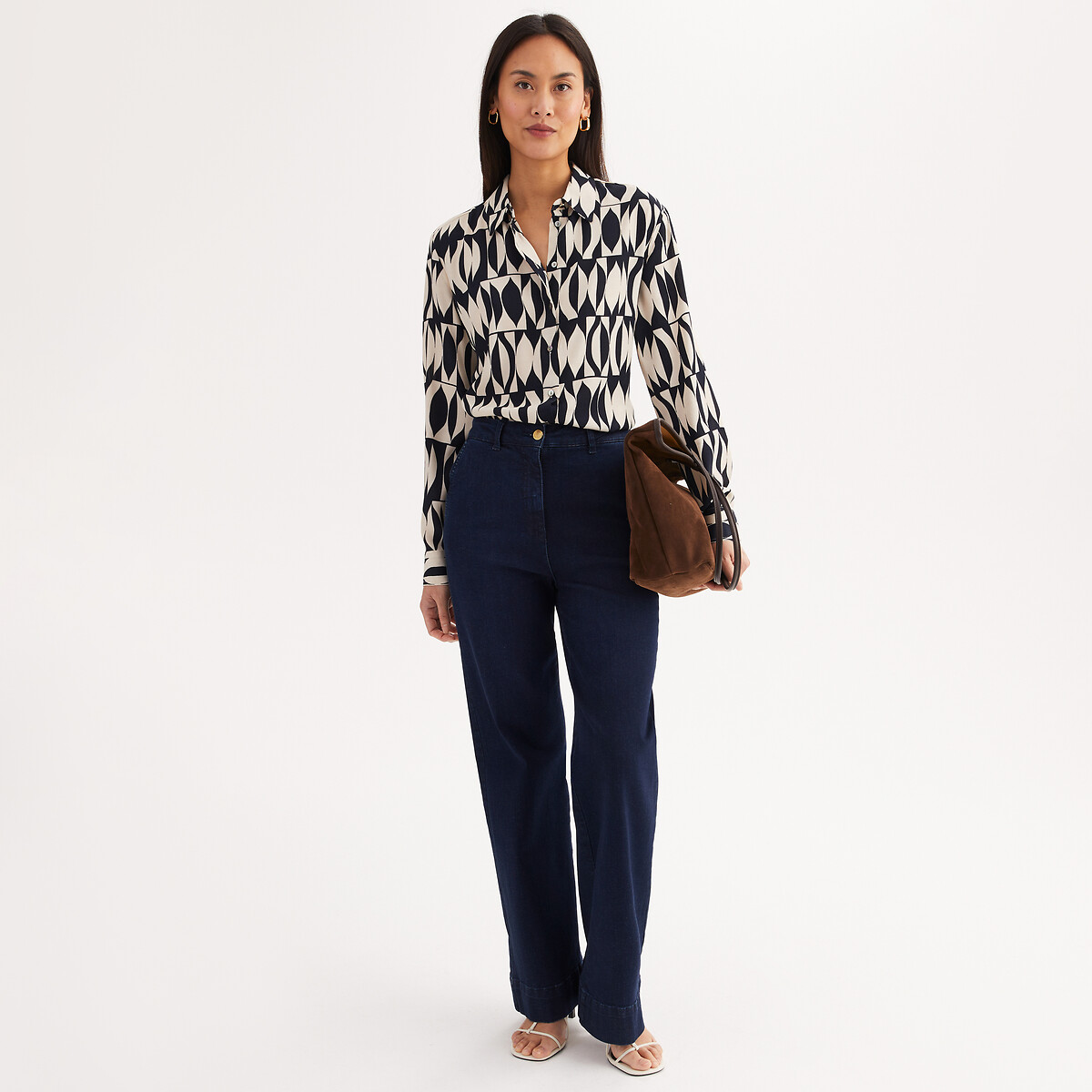 Chemise fluide, imprimé graphique, manches longues imprimé, ANNE WEYBURN