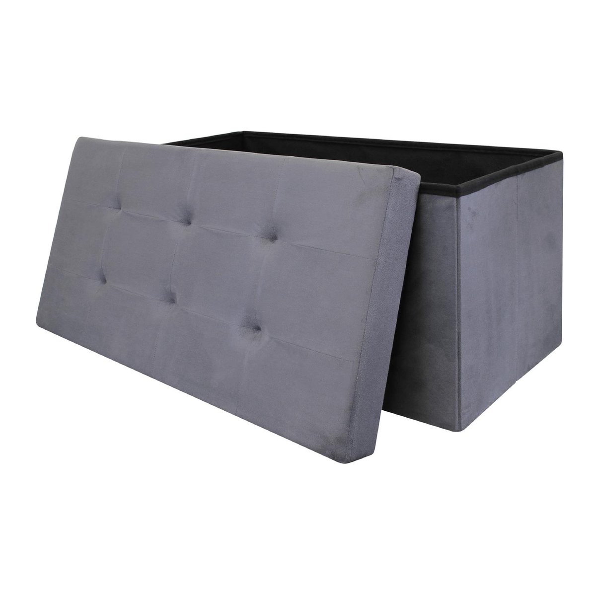 Coffre de rangement banc pliable Suedine Gris foncé gris foncé, EDEN