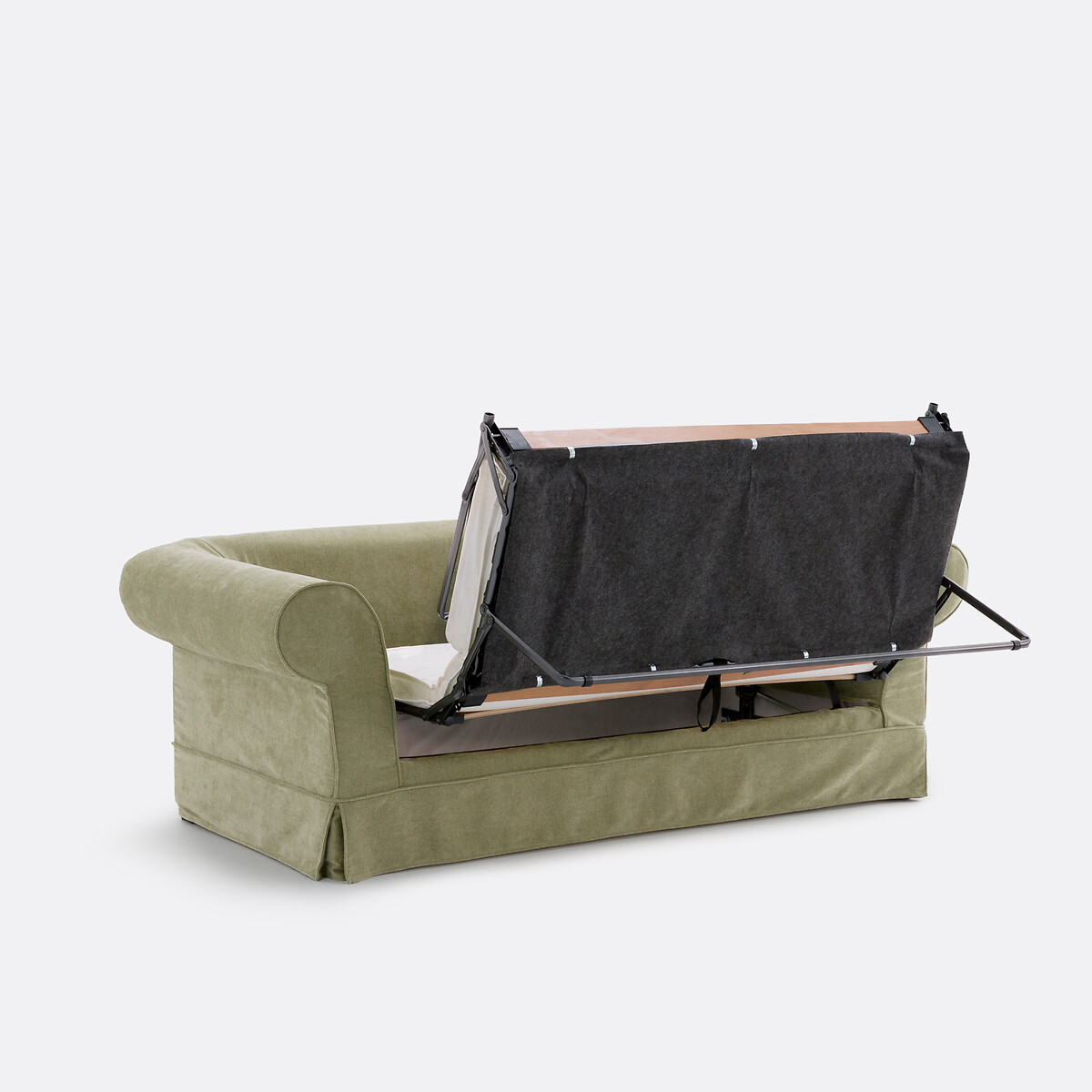 Canapé droit convertible, 2 ou 3 places, déhoussable, en polyester chiné, ADELIA eucalyptus, LA REDOUTE INTERIEURS