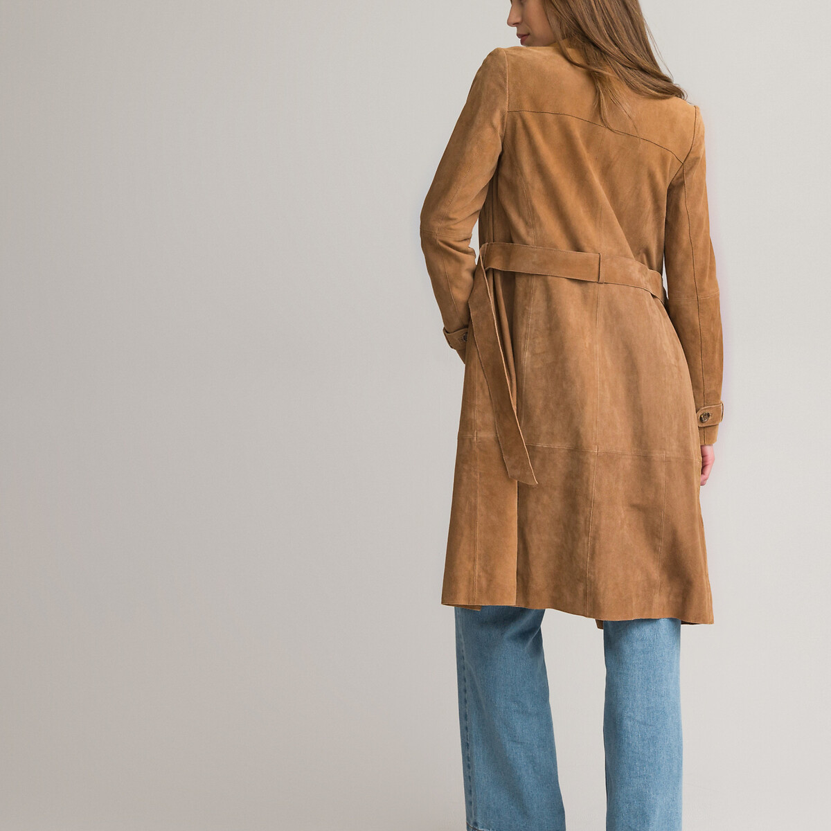 Leather Long Trench Coat camel, LA REDOUTE COLLECTIONS