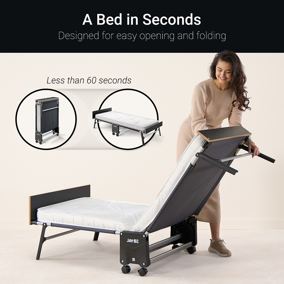 Jay-Be® Grand Folding Bed with e-Pocket Tufted Mattress black, JAY-BE