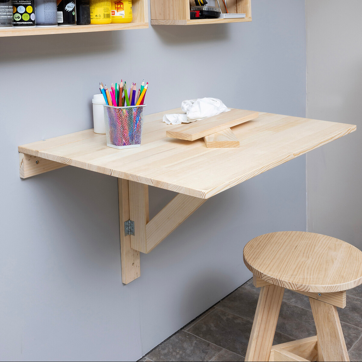 Table murale pliante bois clair, EUROPE & NATURE