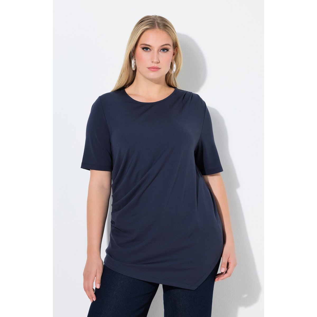 T-shirt drapé, base asymétrique marine, ULLA POPKEN