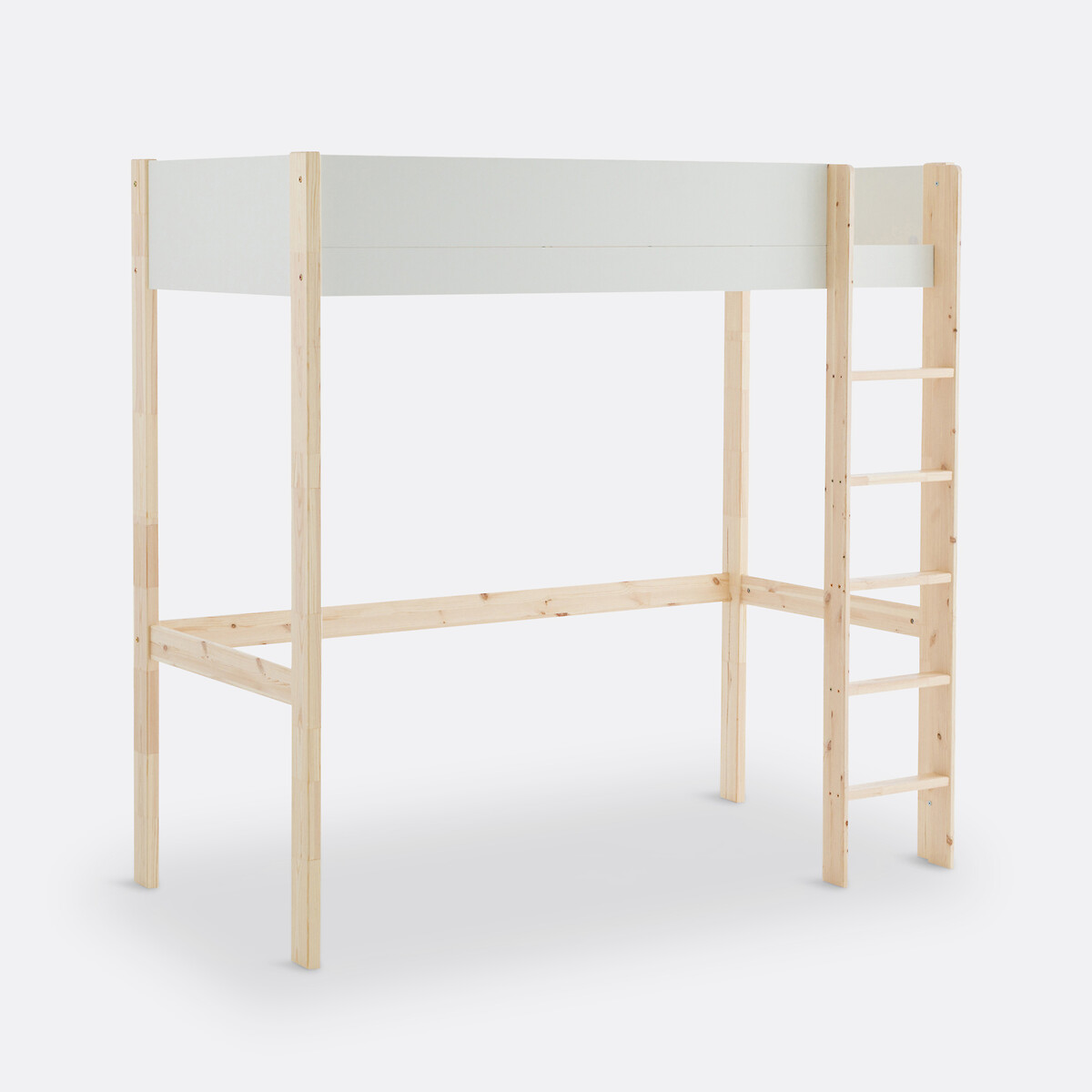 Lit mezzanine, 1 place, pin massif, Meeting blanc/bois, LA REDOUTE INTERIEURS