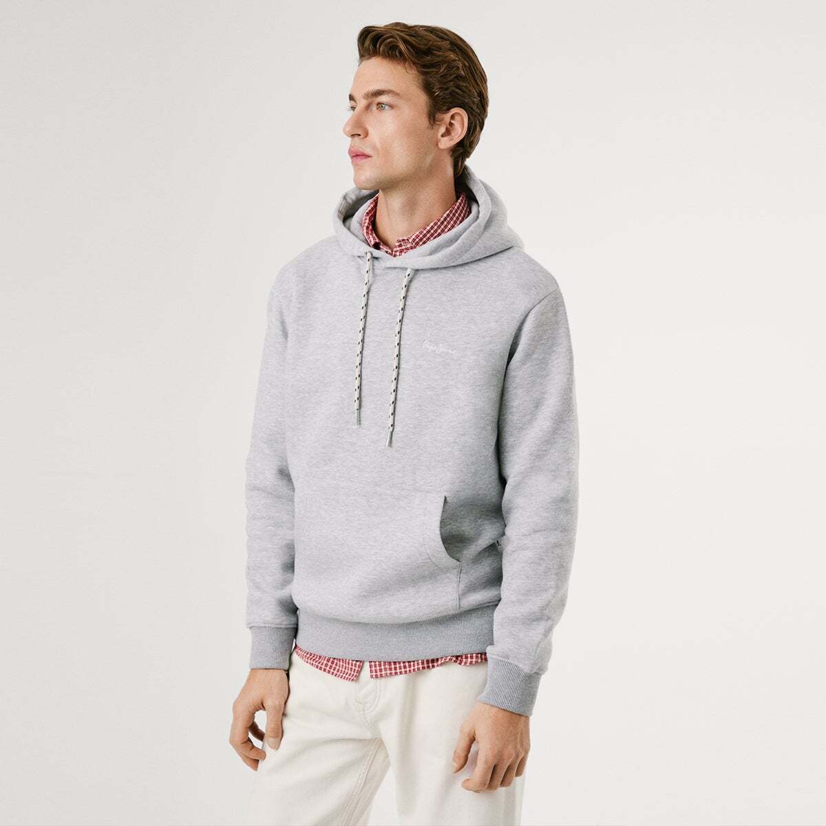 Sweat À Capuche Avec Logo gris chine, PEPE JEANS
