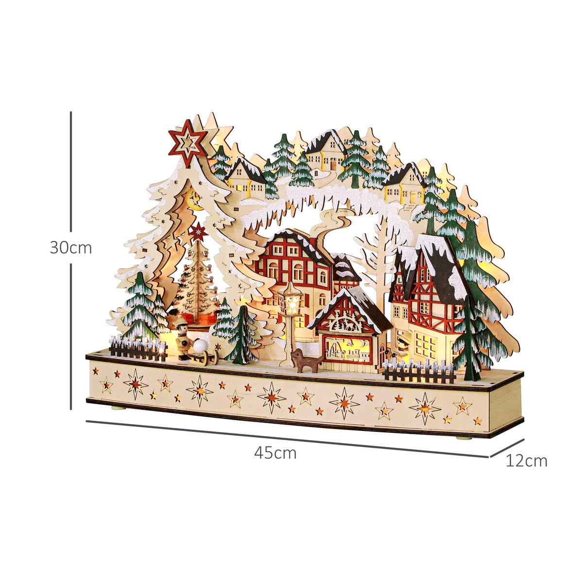 Village de Noël Panneau multicouche Bois beige, HOMCOM