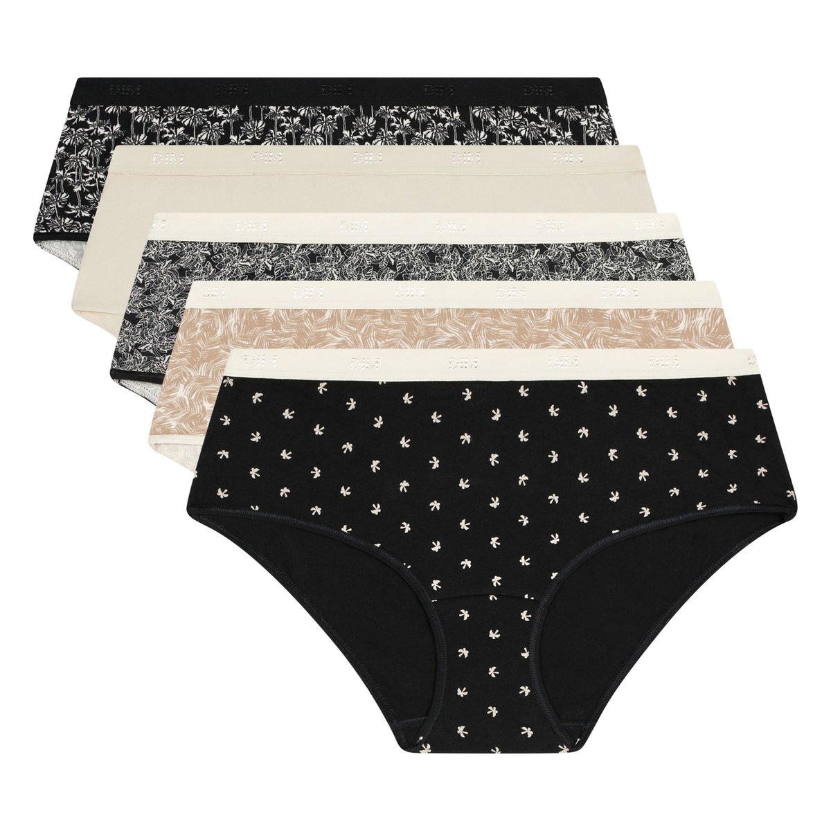 Lot de 5 Shorties Les Pockets Coton noir, DIM