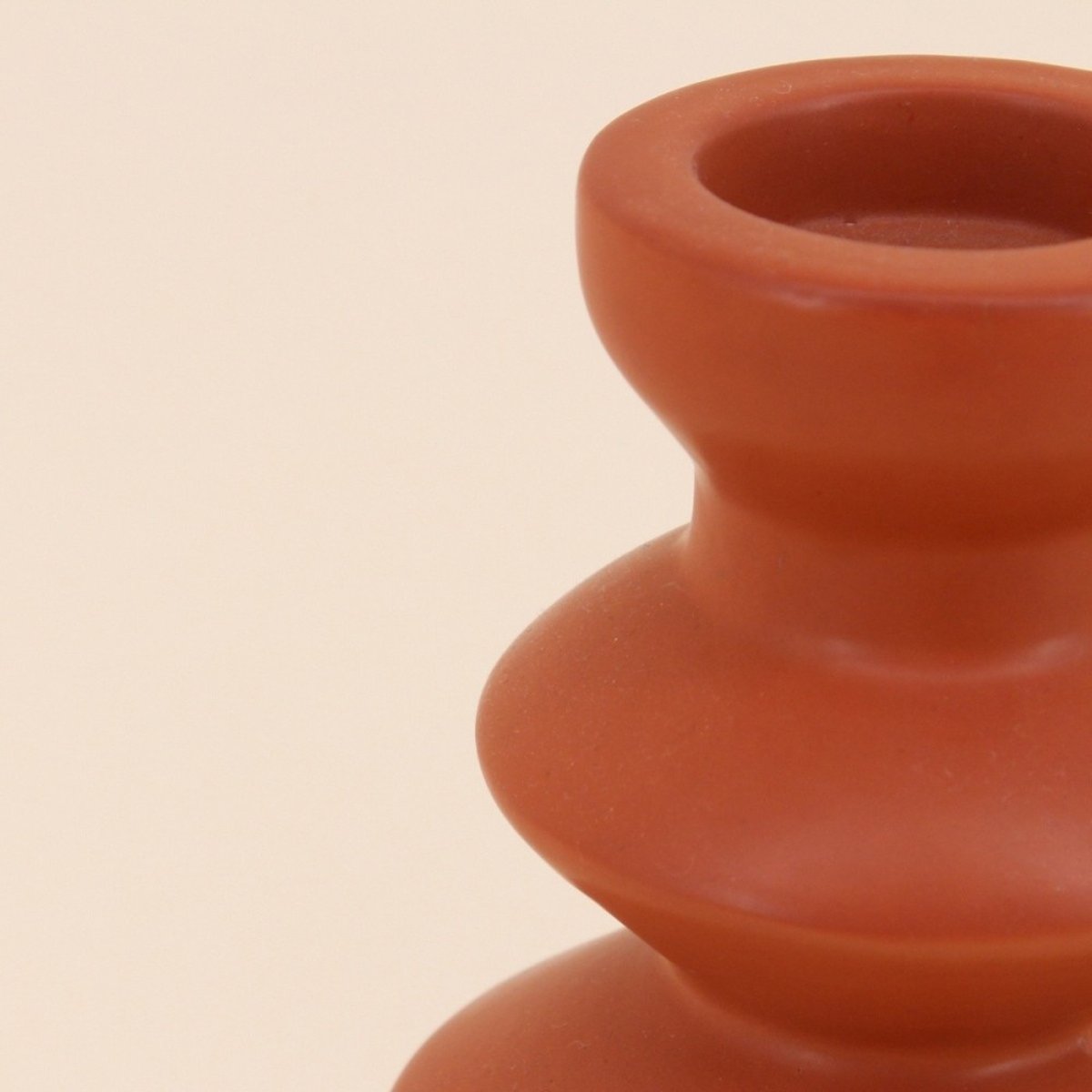 Bougeoir design en grès 30cm terracotta, ORNAMI