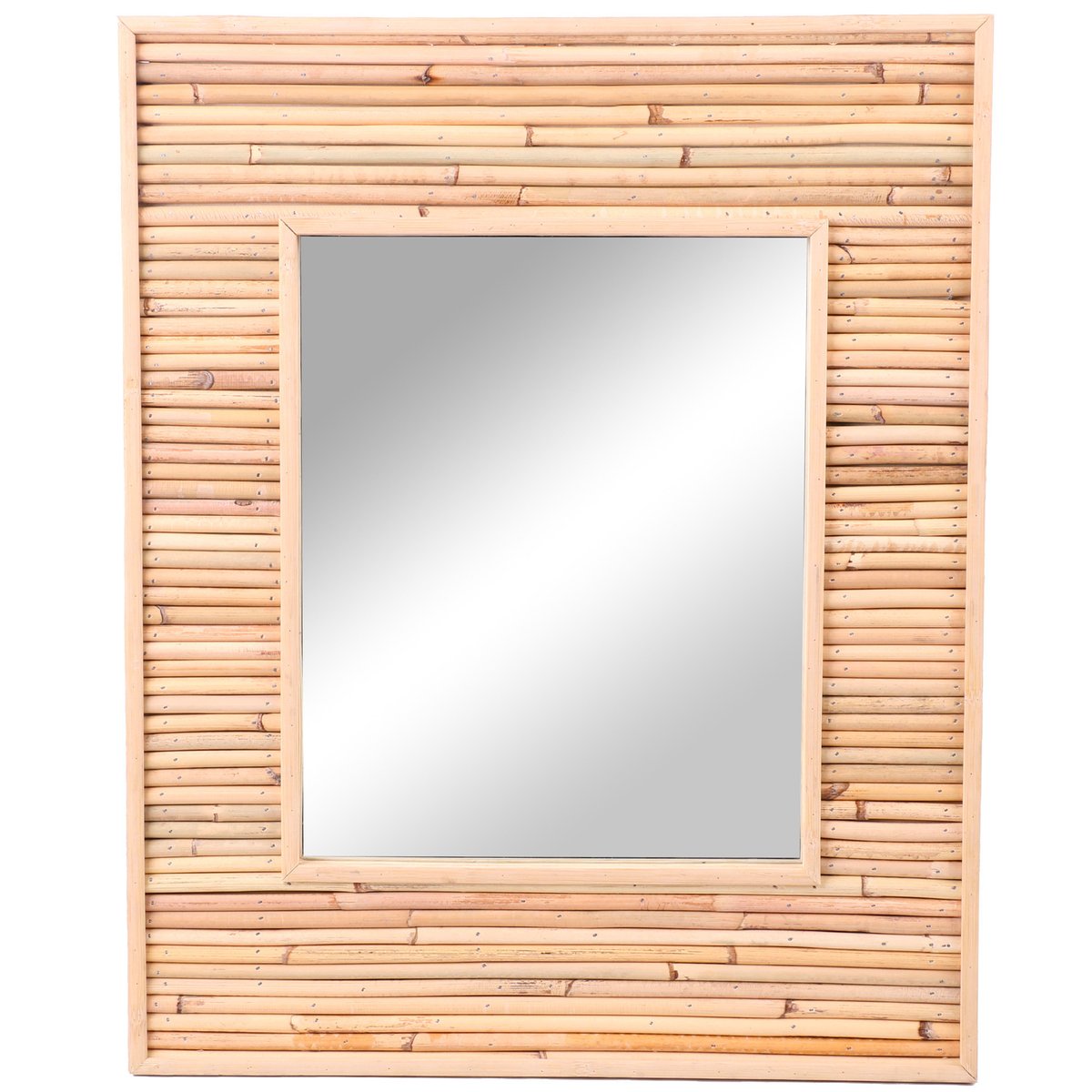 Miroir mural rectangulaire en bambou et rotin 45x55cm bois, WADIGA