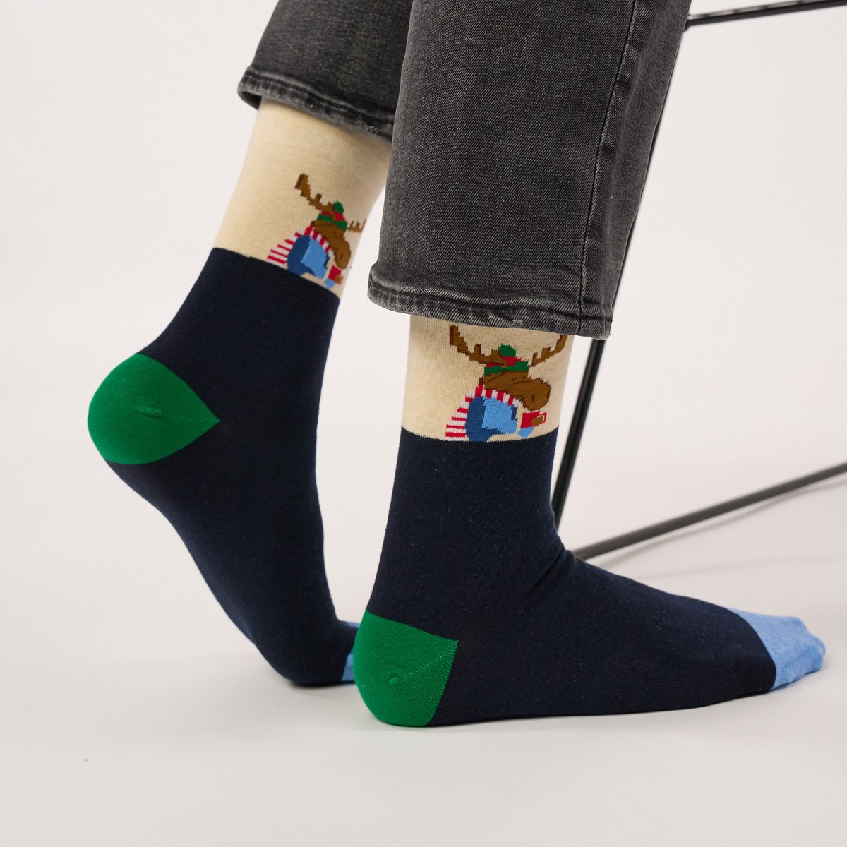 Chaussettes en coton peigné A MOTIFS bleu foncé, BILLYBELT