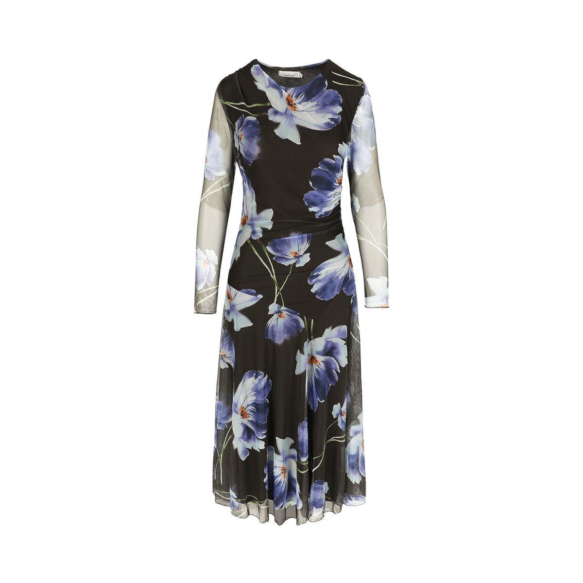 Robe midi fluide fleurie brun fonce chocolate, LOLALIZA