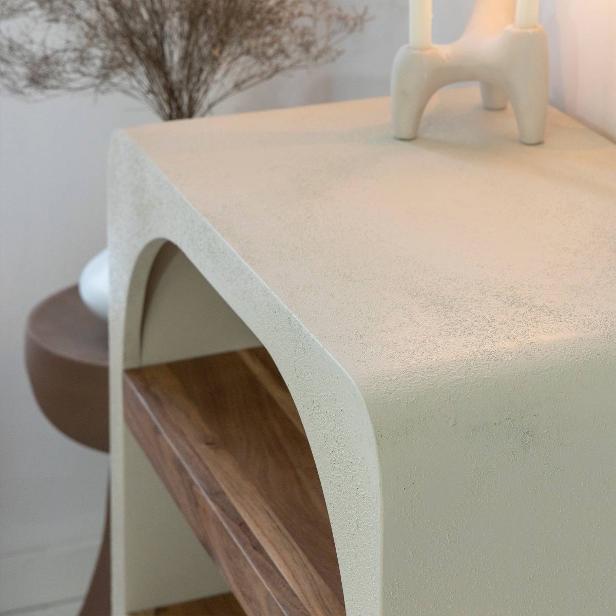Console en bois effet béton DALVA blanc, MADE IN MEUBLES
