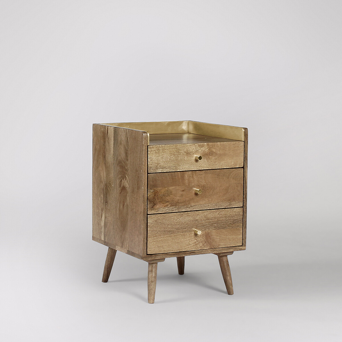 Fresco Mango Wood 3 Drawer Bedside Table light wood, SWOON