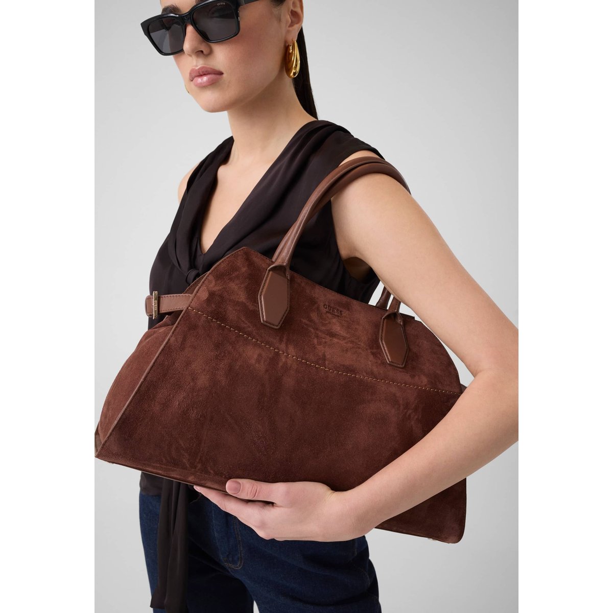 Sac Bandoulière Liza marron, GUESS