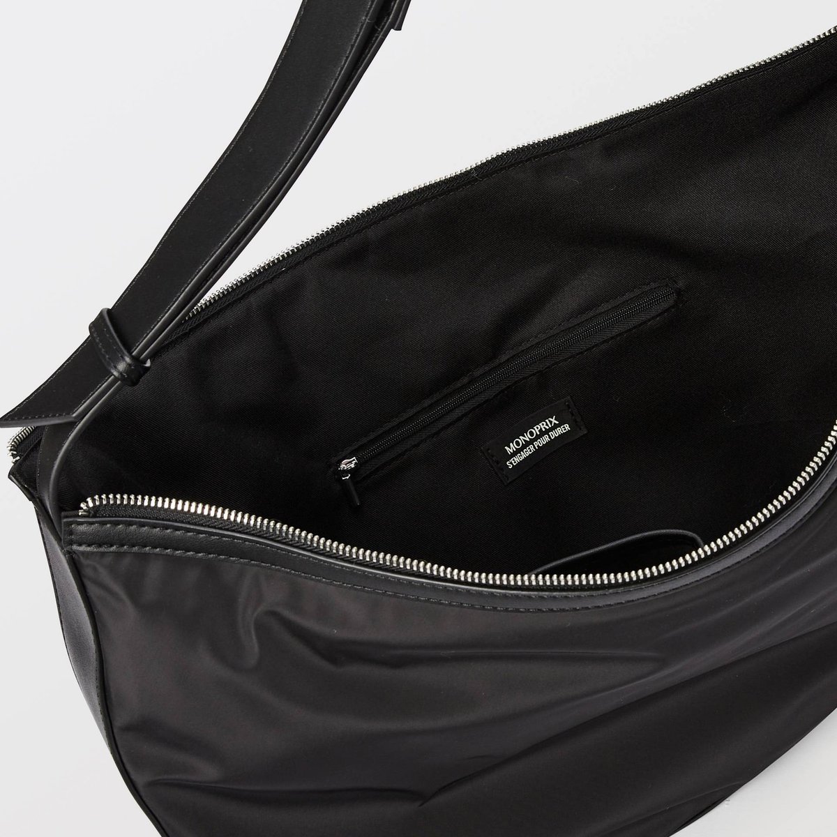 Sac asymétrique porté travers noir, MONOPRIX