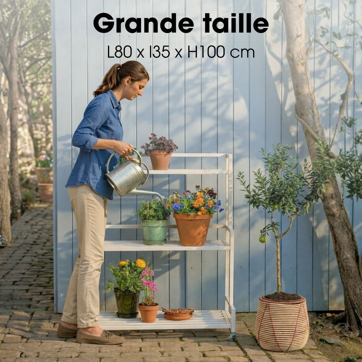 Support pour plantes GREENRAX blanc cassé, MICA DECORATIONS