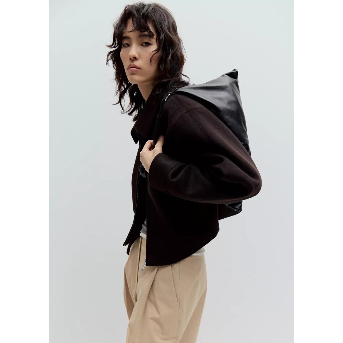 Veste bomber laine chocolat, MANGO