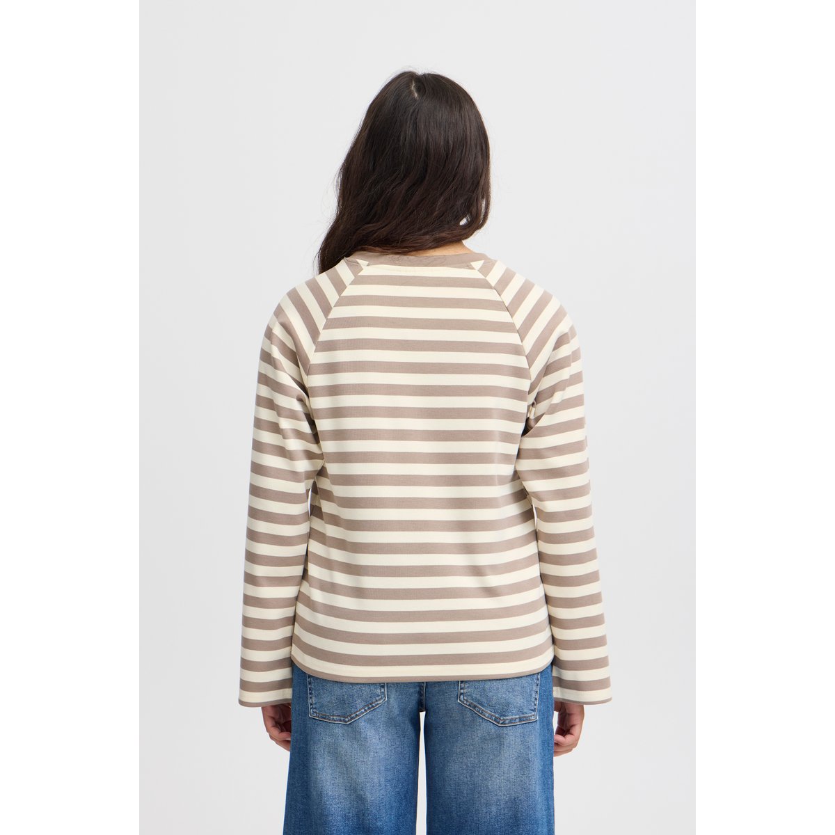 Sweatshirt beige fungi/almond stripe, ICHI