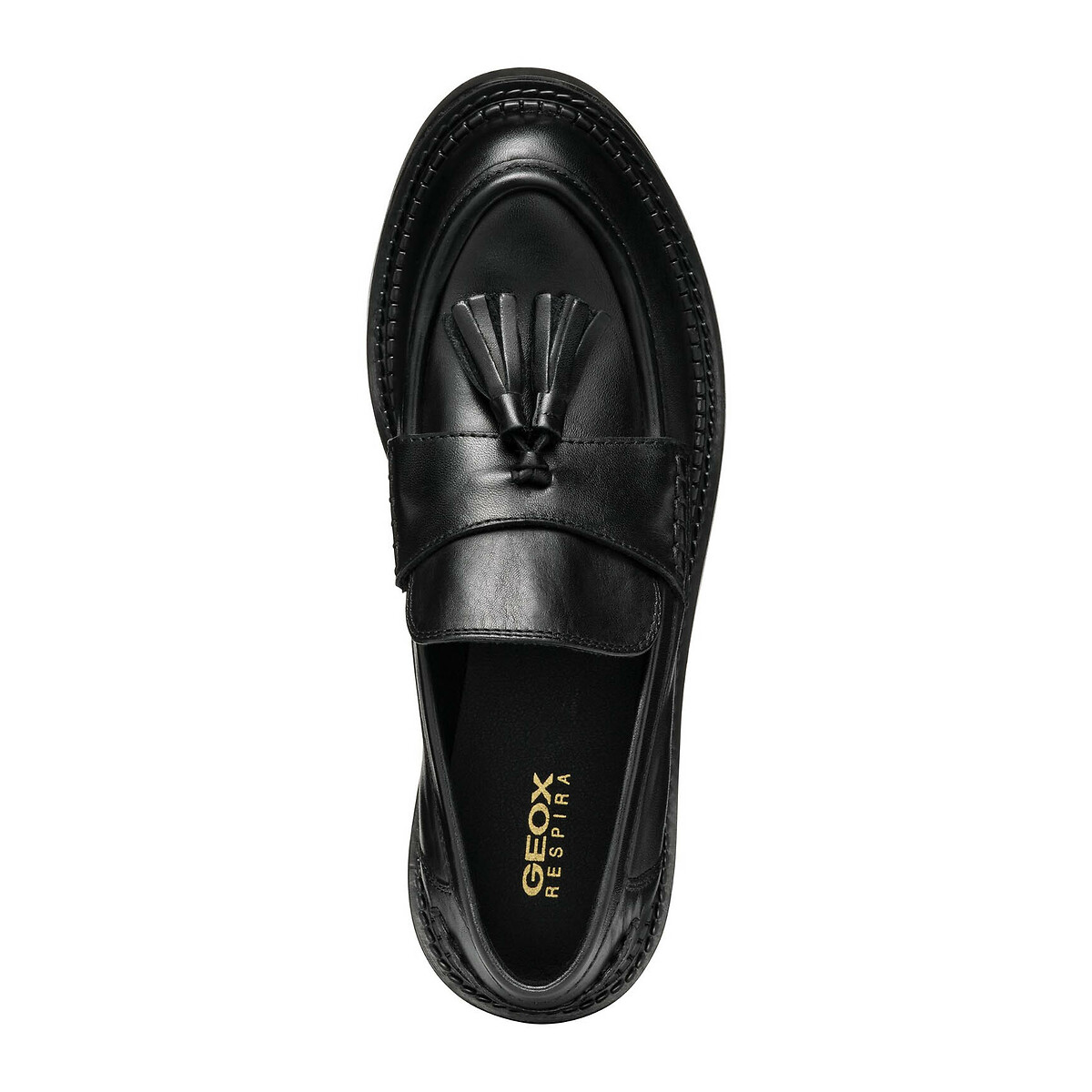 Mocasines transpirables de piel Serilda con borlas negro, GEOX