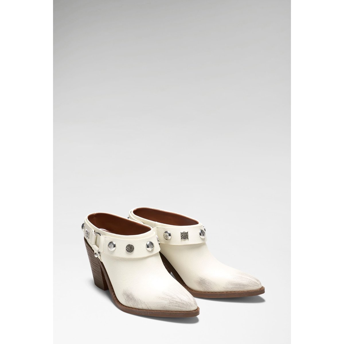 Bottes En Cuir Véritable Sashlin blanc, GUESS