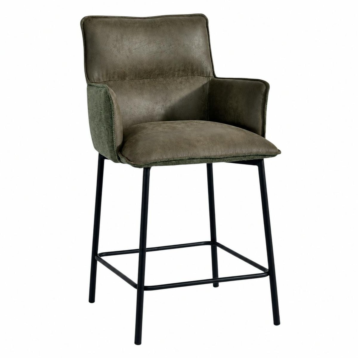 Tabouret de bar avec dossier bi-matière (lot de 2) KERALA vert, PIER IMPORT