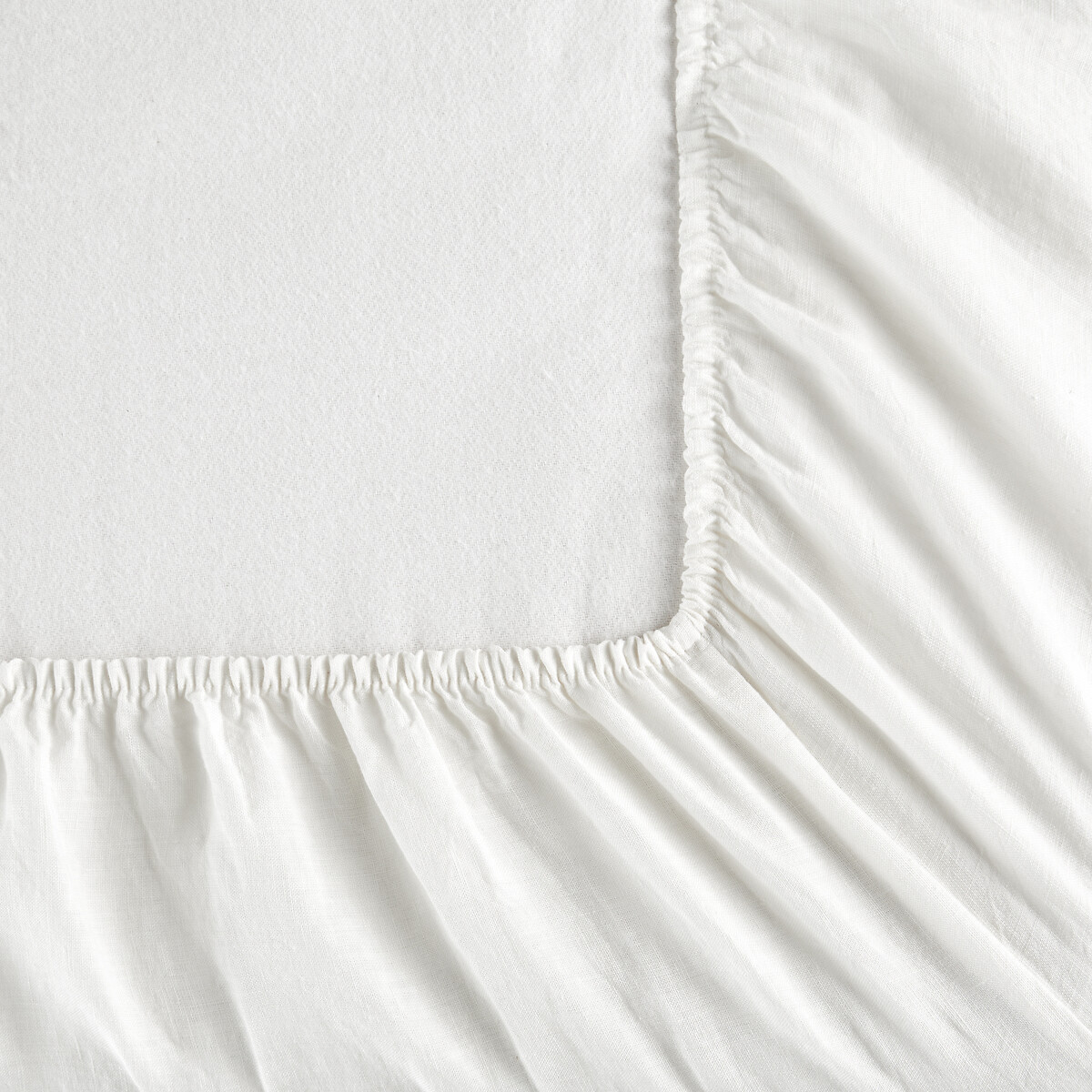 Drap-housse lin lavé, Elina pour matelas épais blanc, AM.PM