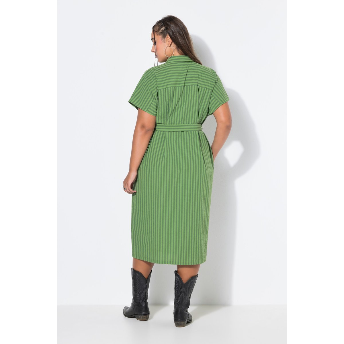 Robe chemisier en seersucker rayé cactus, STUDIO UNTOLD