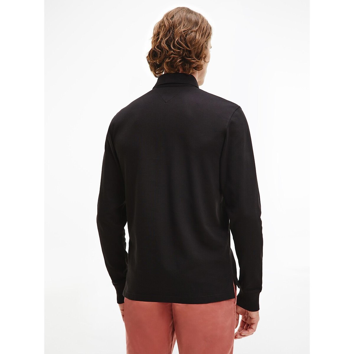 Rechte polo met lange mouwen, piqué tricot 1985 zwart, TOMMY HILFIGER