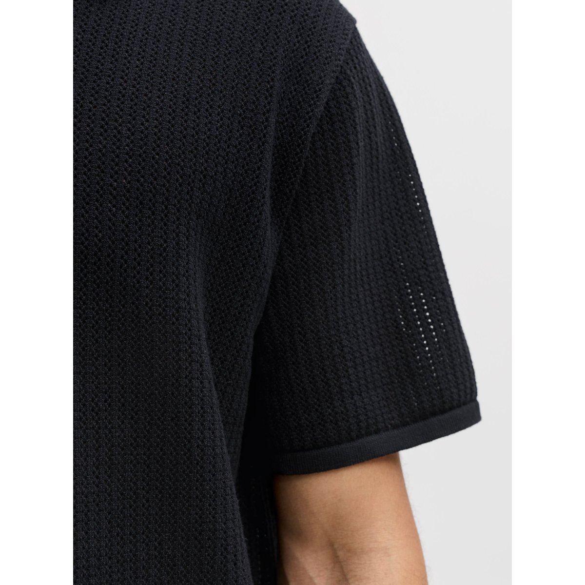 Polo Tricoté black 1, JACK & JONES