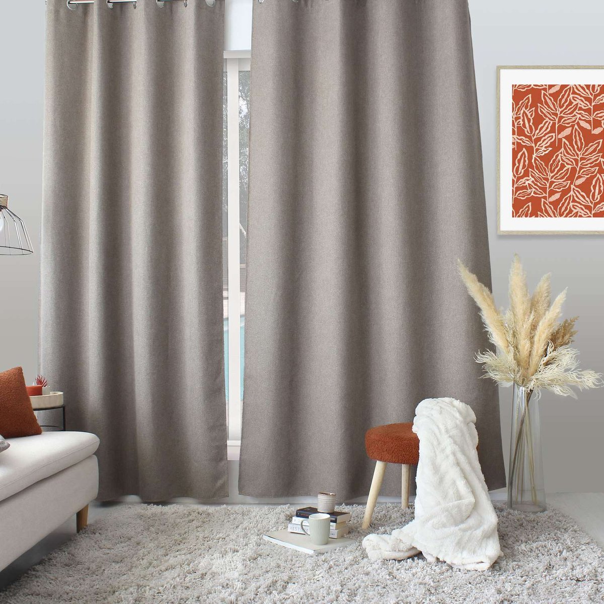 Rideau en velours chenillé taupe, TOILINUX