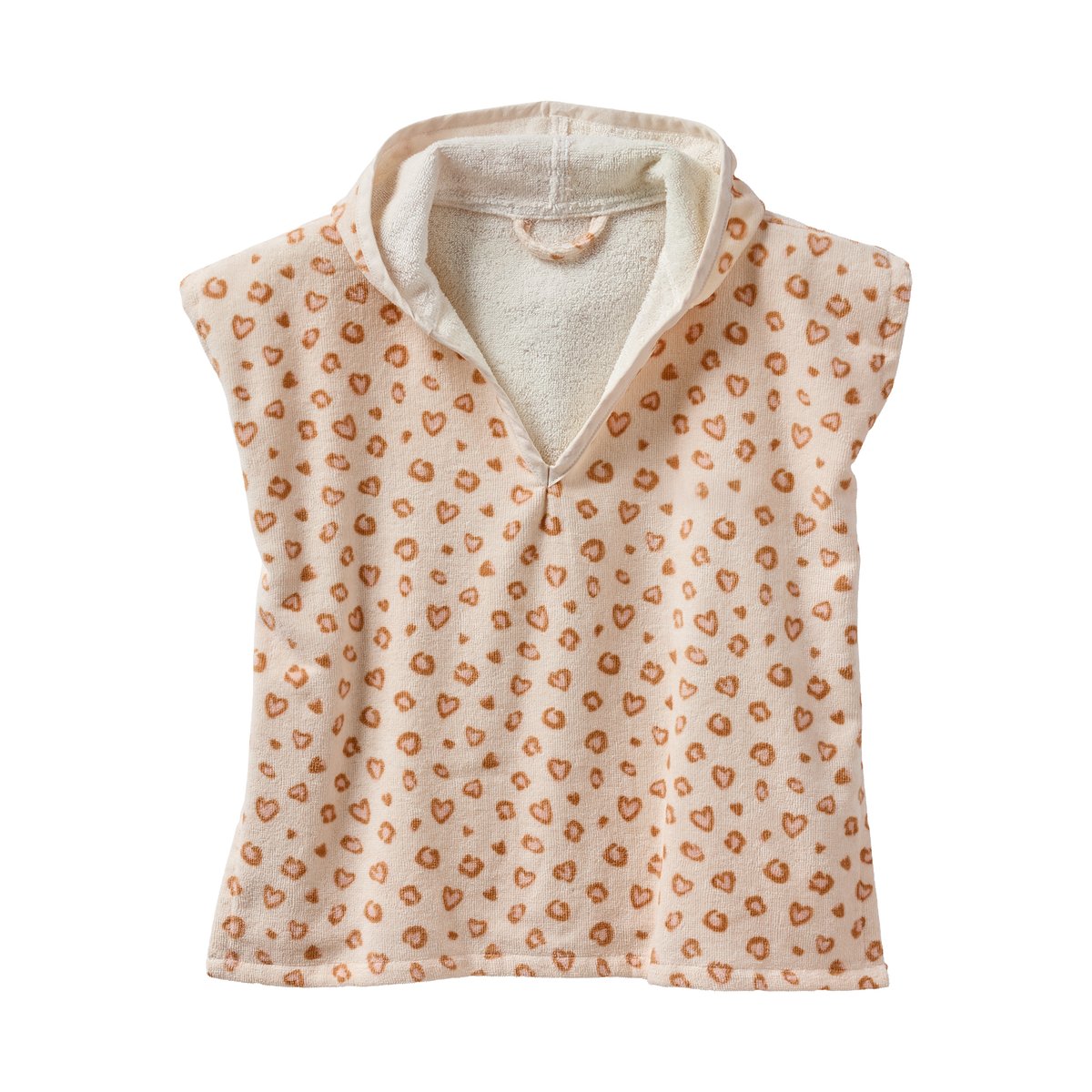 Poncho de bain Animaux, avec coton recyclé blanc imprimé, VERTBAUDET