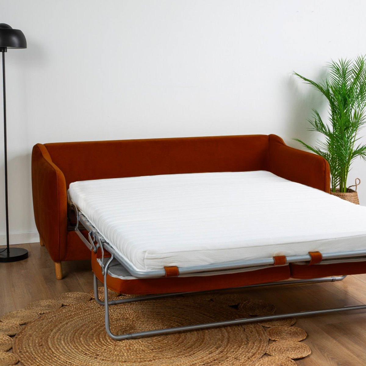 Canapé convertible ouverture express 3 places en velours- VORNAY rouille, DRAWER