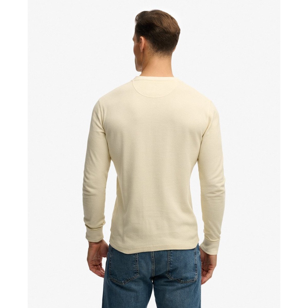 Haut Henley Texturé Léger beige avoine, SUPERDRY