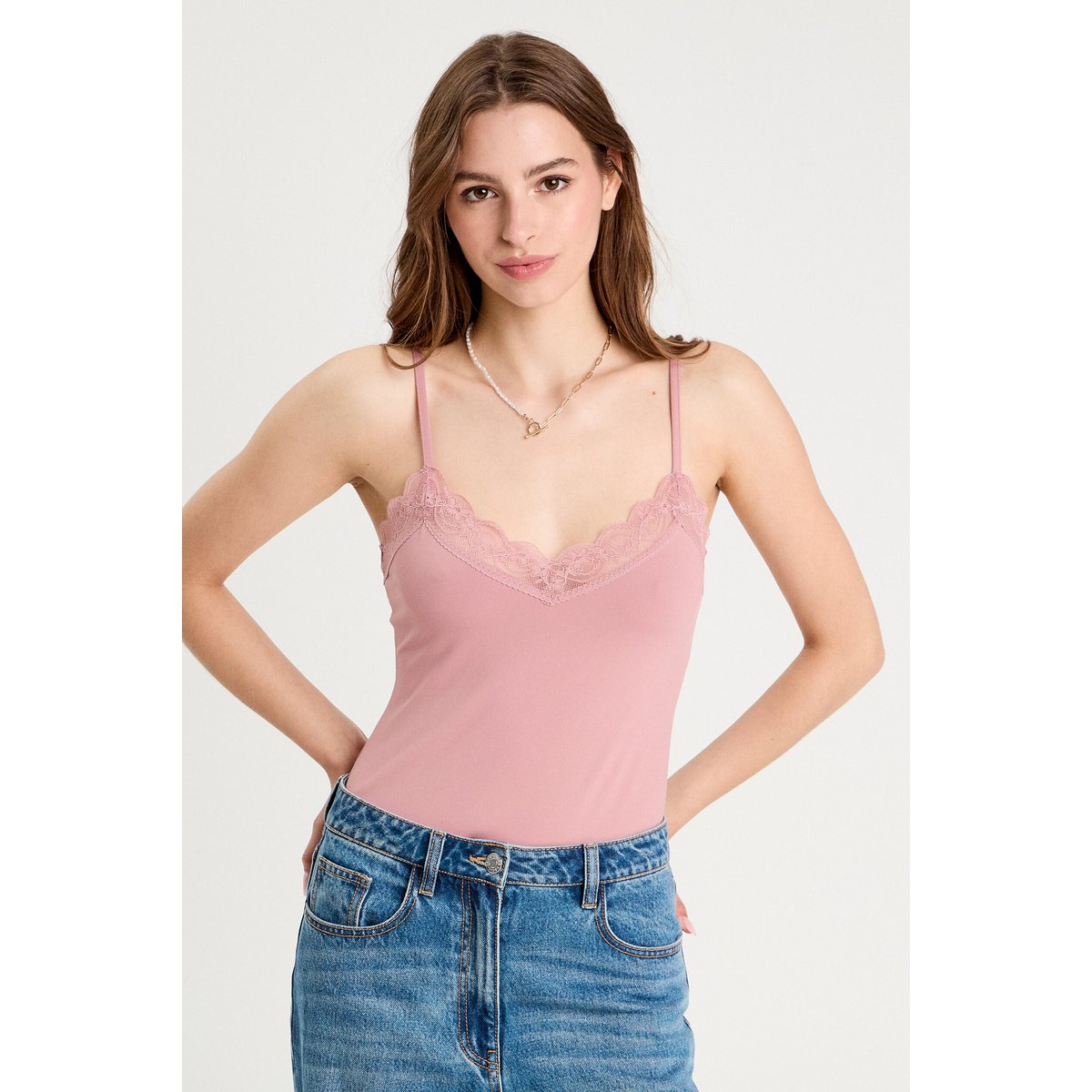 Body avec dentelle vieux rose, CACHE CACHE