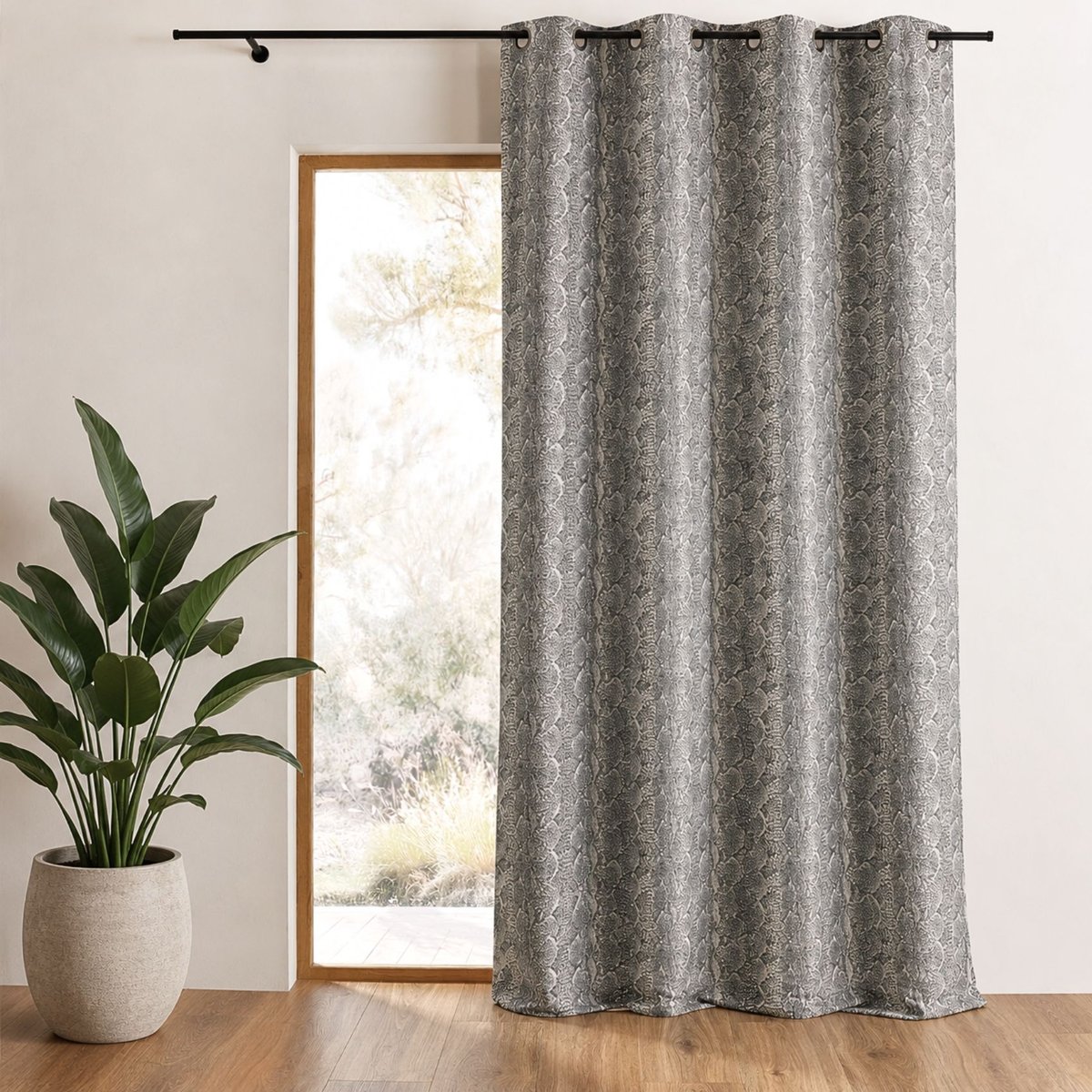 Rideau épais en jacquard - - Effet serpent gris clair, HOME MAISON