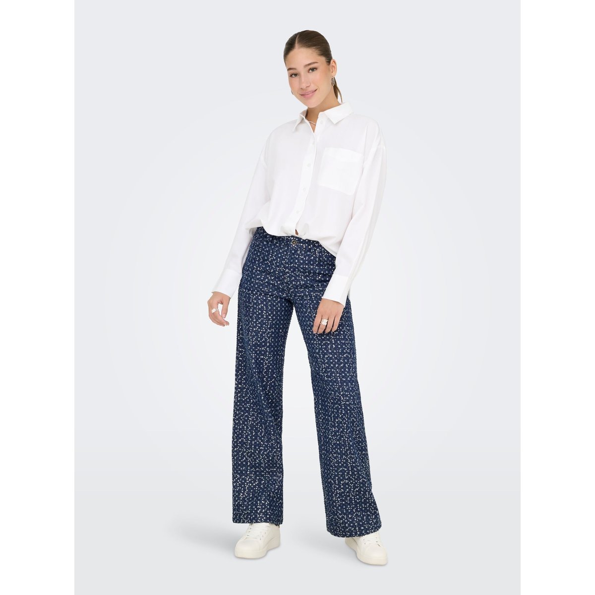 Pantalon À Jambe Large dark blue denim, ONLY