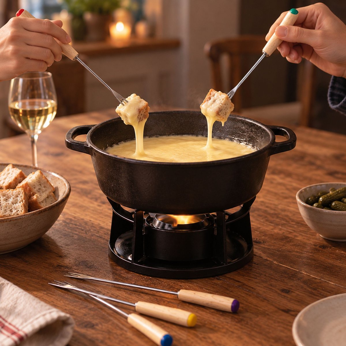 Lot de 6 fourchettes à fondue, MONTAGNE inox-naturel, MENASTYL