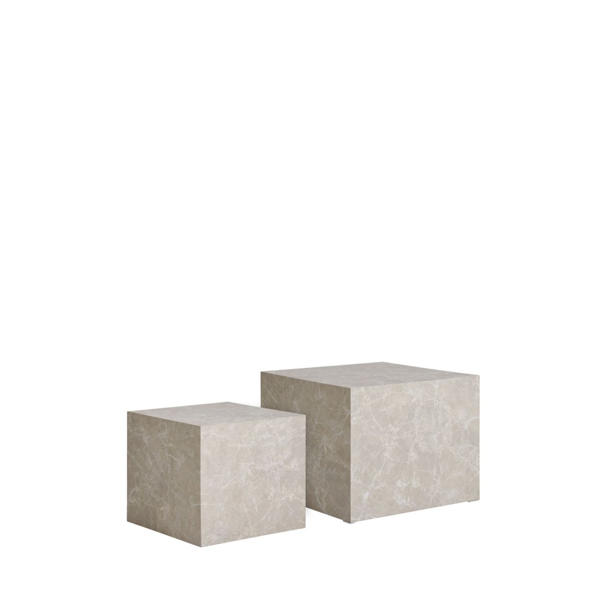 Lot de 2 tables basses carrées effet marbre  - PRAGUE beige, HOUSE NORDIC