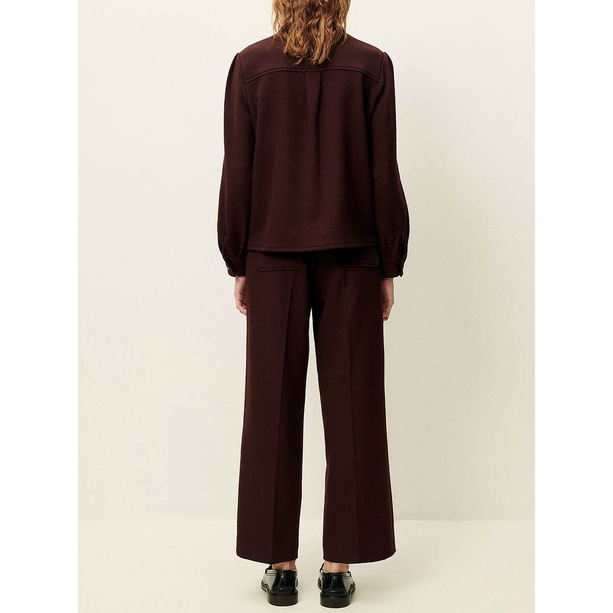 Pantalon large taille haute 7/8ème ALBERWOOL marron, SESSUN