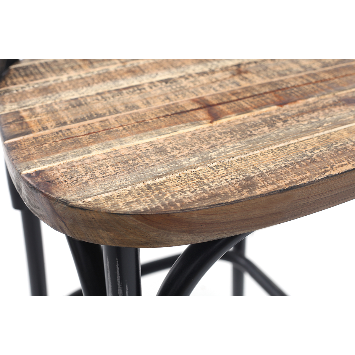 Tabouret de bar industriel en bois et métal noir 65 cm JAKE noir, MILIBOO