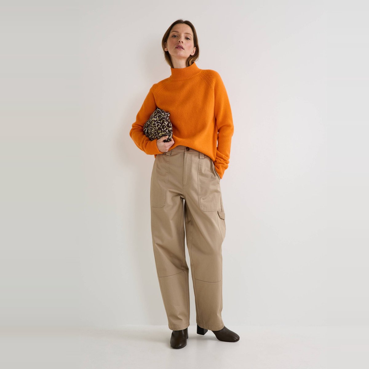Pantalon large en coton glaise, MONOPRIX
