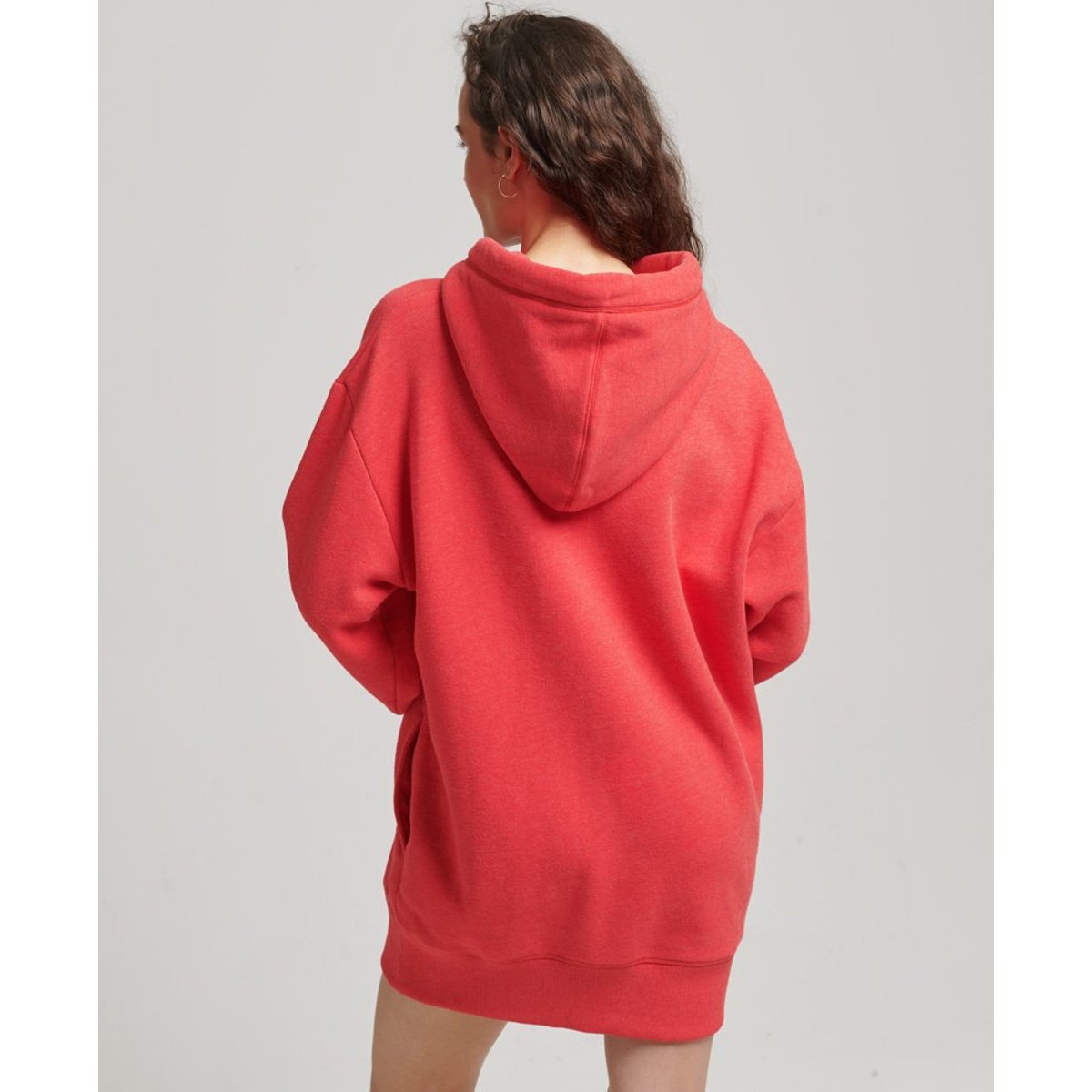Robe sweat en coton bio à logo brodé rouge papaye chiné, SUPERDRY