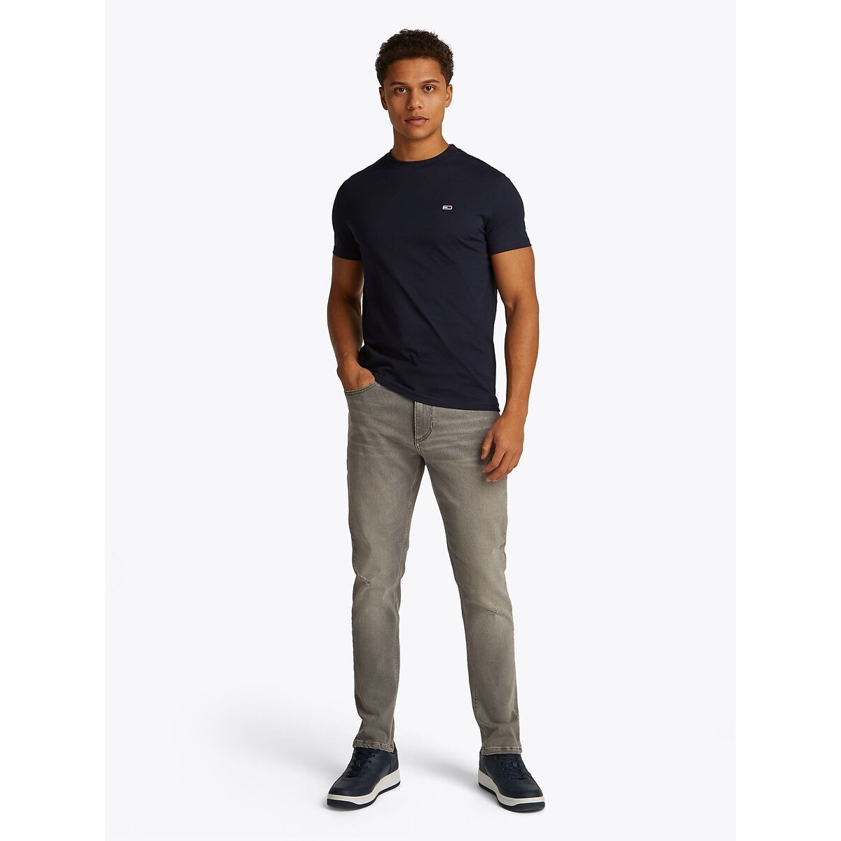 Pack of 2 Short Sleeve Slim Fit T-Shirts ecru + blue, TOMMY JEANS