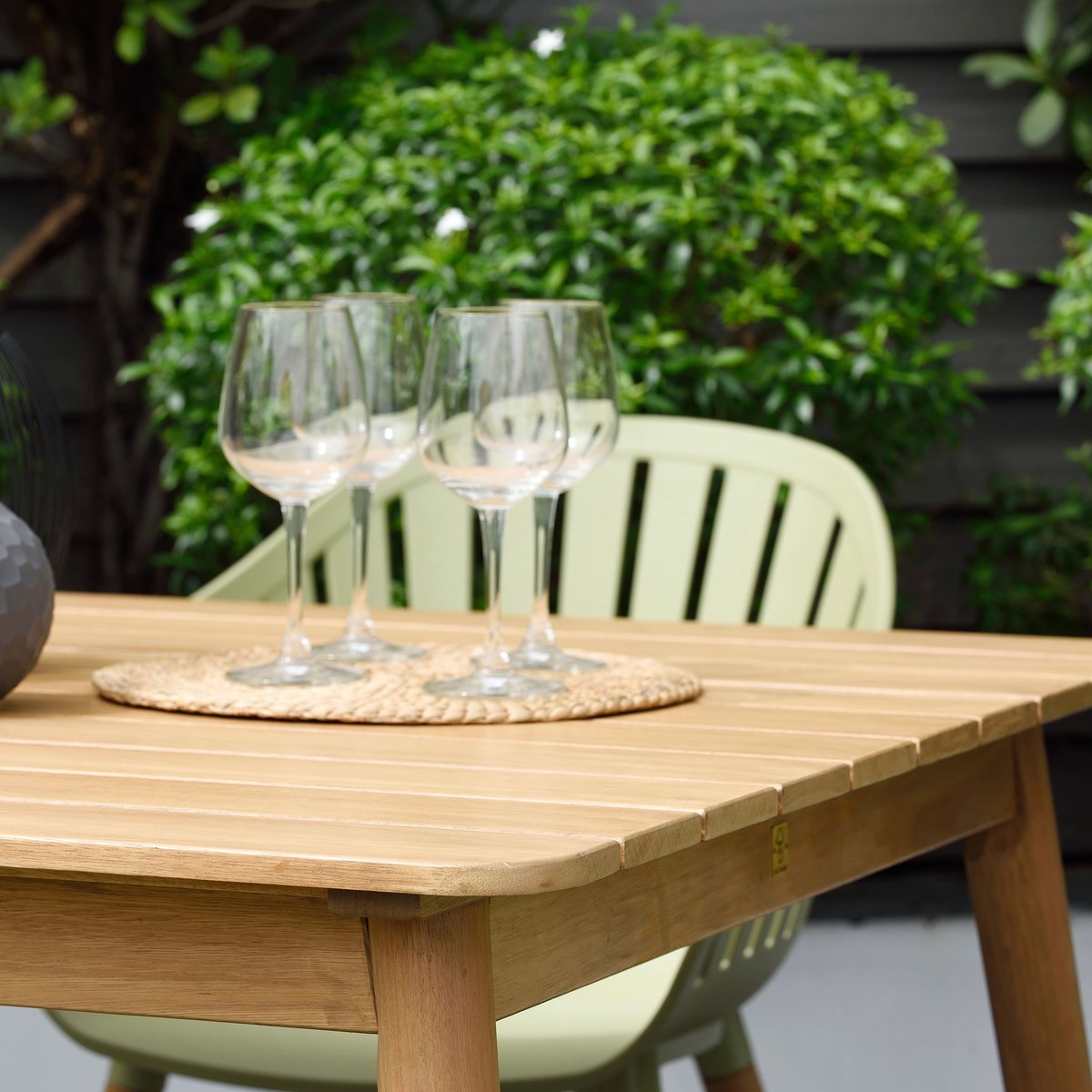 Table de jardin carrée 95cm eucalyptus Azur couleur unique, ZAGO