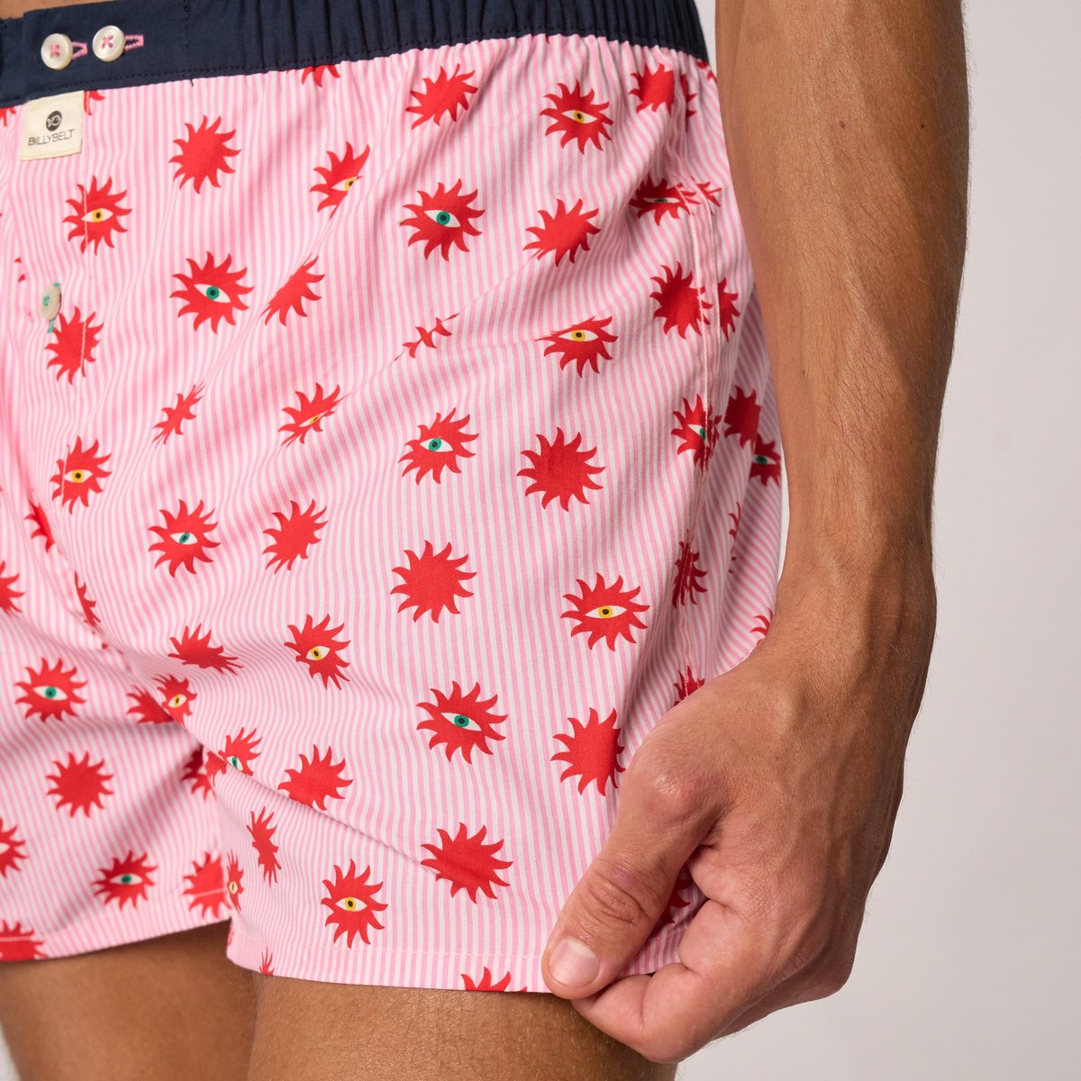 Caleçon en coton biologique FANTAISIE rose et rouge, BILLYBELT