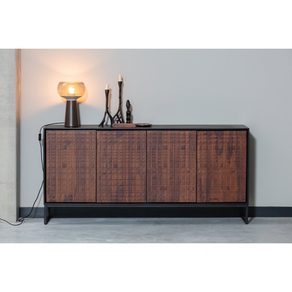 Buffet 4 portes en bois NUTS noyer, BEPUREHOME